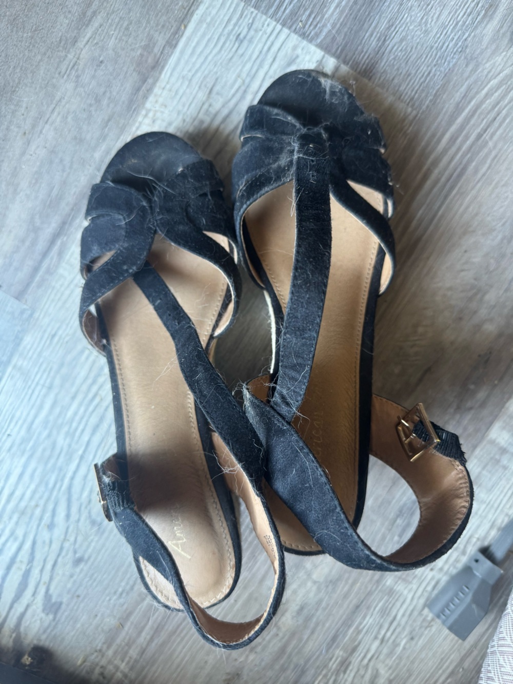 American Eagle Outfitters Black Suede Strappy Heels
